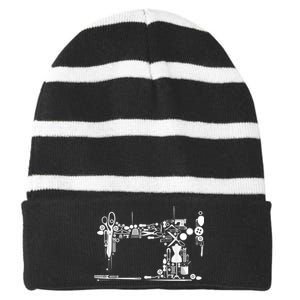 Sewing Quilting Machine Quilters For Sewing Lover Striped Beanie with Solid Band