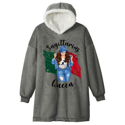 Sagittarius Queen Mexican Queen Mexico Flag Zodiac Great Gift Hooded Wearable Blanket