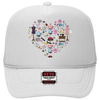 Sewing Quilting Machine Quilters Gift For Sewing Lover Heart High Crown Mesh Back Trucker Hat