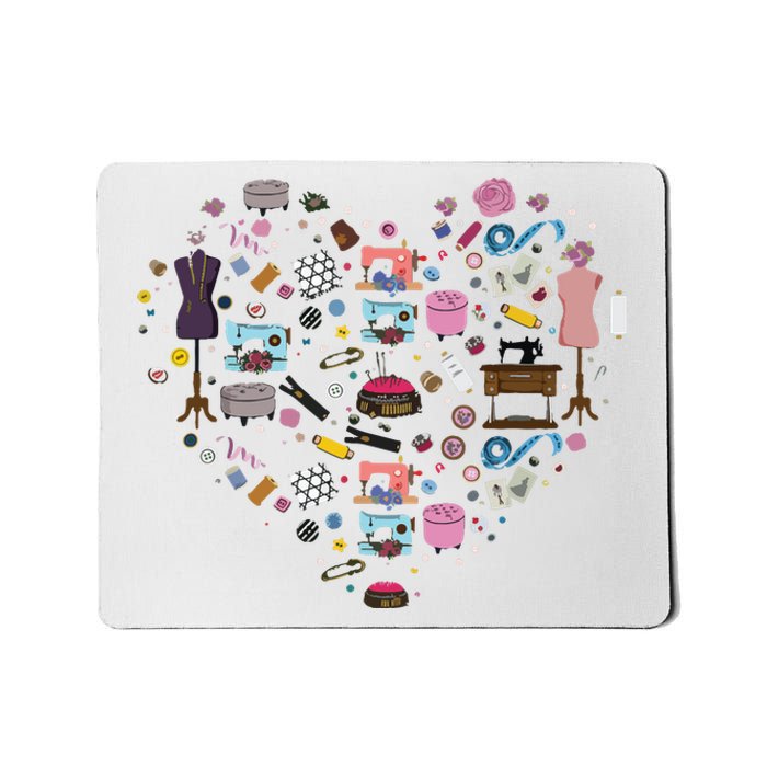 Sewing Quilting Machine Quilters Gift For Sewing Lover Heart Mousepad