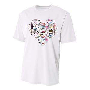 Sewing Quilting Machine Quilters Gift For Sewing Lover Heart Performance Sprint T-Shirt