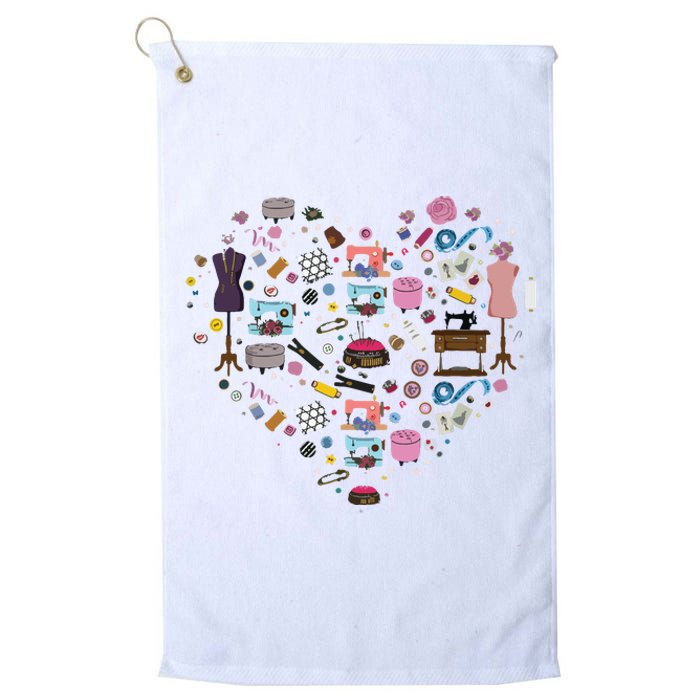 Sewing Quilting Machine Quilters Gift For Sewing Lover Heart Platinum Collection Golf Towel