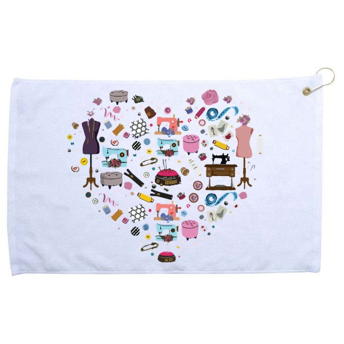 Sewing Quilting Machine Quilters Gift For Sewing Lover Heart Grommeted Golf Towel