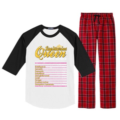 Sagittarius Queen Nutrition Facts Label Zodiac Sign Birthday Cool Gift Raglan Sleeve Pajama Set