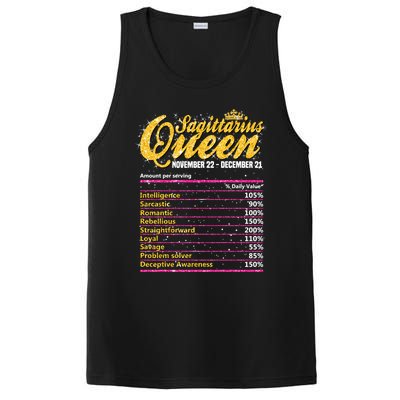 Sagittarius Queen Nutrition Facts Label Zodiac Sign Birthday Cool Gift PosiCharge Competitor Tank