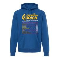 Sagittarius Queen Nutrition Facts Label Zodiac Sign Birthday Cool Gift Premium Hoodie