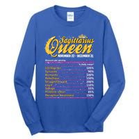 Sagittarius Queen Nutrition Facts Label Zodiac Sign Birthday Cool Gift Tall Long Sleeve T-Shirt