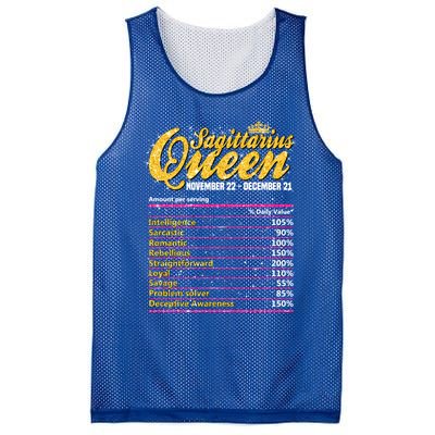 Sagittarius Queen Nutrition Facts Label Zodiac Sign Birthday Cool Gift Mesh Reversible Basketball Jersey Tank