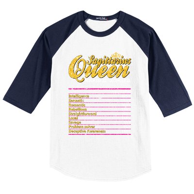 Sagittarius Queen Nutrition Facts Label Zodiac Sign Birthday Cool Gift Baseball Sleeve Shirt