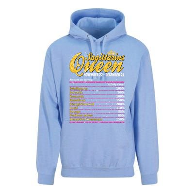 Sagittarius Queen Nutrition Facts Label Zodiac Sign Birthday Cool Gift Unisex Surf Hoodie