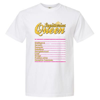 Sagittarius Queen Nutrition Facts Label Zodiac Sign Birthday Cool Gift Garment-Dyed Heavyweight T-Shirt