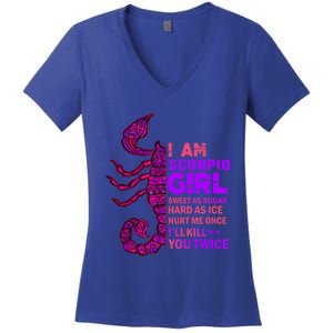 Scorpio Queen October November Scorpion Birthday Zodiac Cool Gift Women's V-Neck T-Shirt