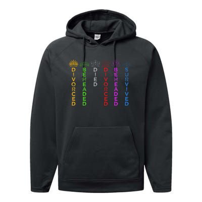 Six Queens Of Henry Viii Crowns And Fates Performance Fleece Hoodie