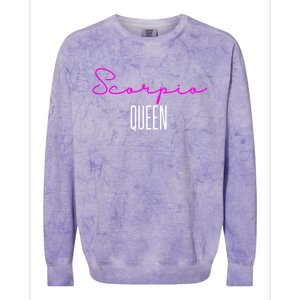 Scorpio Queen Pink Writing / Funny Zodiac Scorpio Horoscope Gift Colorblast Crewneck Sweatshirt