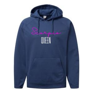 Scorpio Queen Pink Writing / Funny Zodiac Scorpio Horoscope Gift Performance Fleece Hoodie