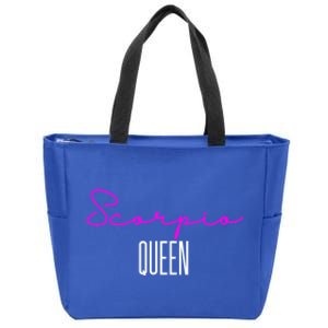 Scorpio Queen Pink Writing / Funny Zodiac Scorpio Horoscope Meaningful Gift Zip Tote Bag