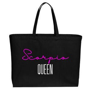 Scorpio Queen Pink Writing / Funny Zodiac Scorpio Horoscope Meaningful Gift Cotton Canvas Jumbo Tote