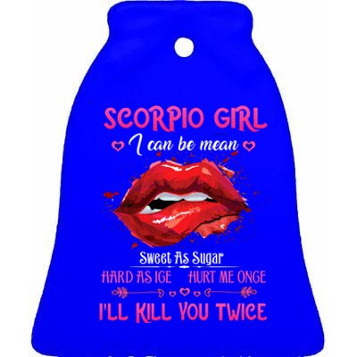 Scorpio Queen Red Lips Mouth Zodiac Birthday Cute Gift Ceramic Bell Ornament