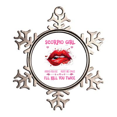 Scorpio Queen Red Lips Mouth Zodiac Birthday Cute Gift Metallic Star Ornament