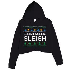 Sleigh Queen Sleigh Christmas Inspirational Xmas Cute Gift Crop Fleece Hoodie