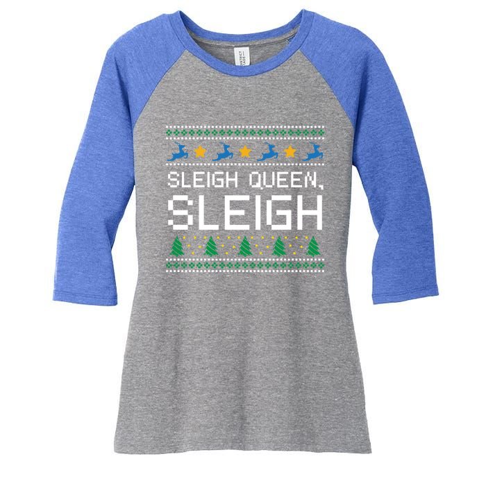 Sleigh Queen Sleigh Christmas Inspirational Xmas Cute Gift Women's Tri-Blend 3/4-Sleeve Raglan Shirt