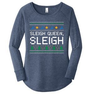 Sleigh Queen Sleigh Christmas Inspirational Xmas Cute Gift Women's Perfect Tri Tunic Long Sleeve Shirt