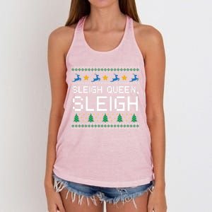 Sleigh Queen Sleigh Christmas Inspirational Xmas Cute Gift Women's Knotted Racerback Tank