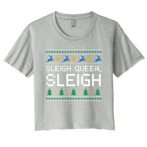 Sleigh Queen Sleigh Christmas Inspirational Xmas Cute Gift Women's Crop Top Tee