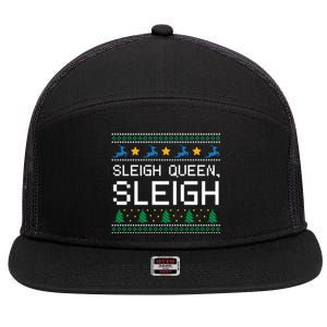 Sleigh Queen Sleigh Christmas Inspirational Xmas Cute Gift 7 Panel Mesh Trucker Snapback Hat