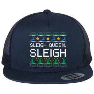 Sleigh Queen Sleigh Christmas Inspirational Xmas Cute Gift Flat Bill Trucker Hat