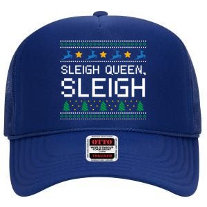 Sleigh Queen Sleigh Christmas Inspirational Xmas Cute Gift High Crown Mesh Back Trucker Hat