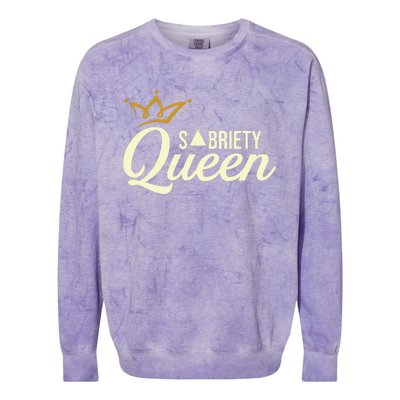 Sobriety Queen Sober Anniversary Recovery Abstinence Na Aa Colorblast Crewneck Sweatshirt