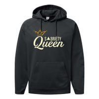 Sobriety Queen Sober Anniversary Recovery Abstinence Na Aa Performance Fleece Hoodie