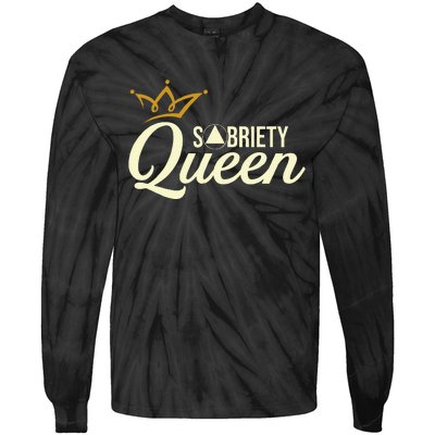 Sobriety Queen Sober Anniversary Recovery Abstinence Na Aa Tie-Dye Long Sleeve Shirt