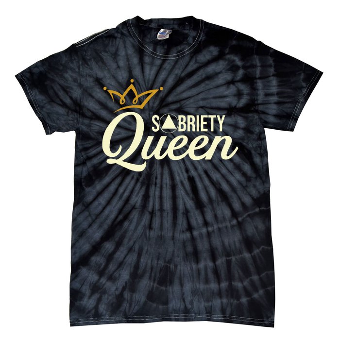 Sobriety Queen Sober Anniversary Recovery Abstinence Na Aa Tie-Dye T-Shirt