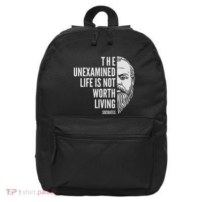 Socrates Quote The Unexamined Life 16 in Basic Backpack