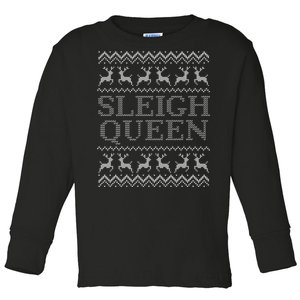 Sleigh Queen Ugly Christmas Sweater Funny Toddler Long Sleeve Shirt