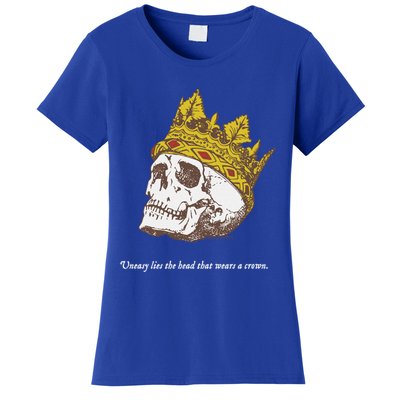 Shakespeare Quote Uneasy Lies The Head Crown Literature Gift Women's T-Shirt