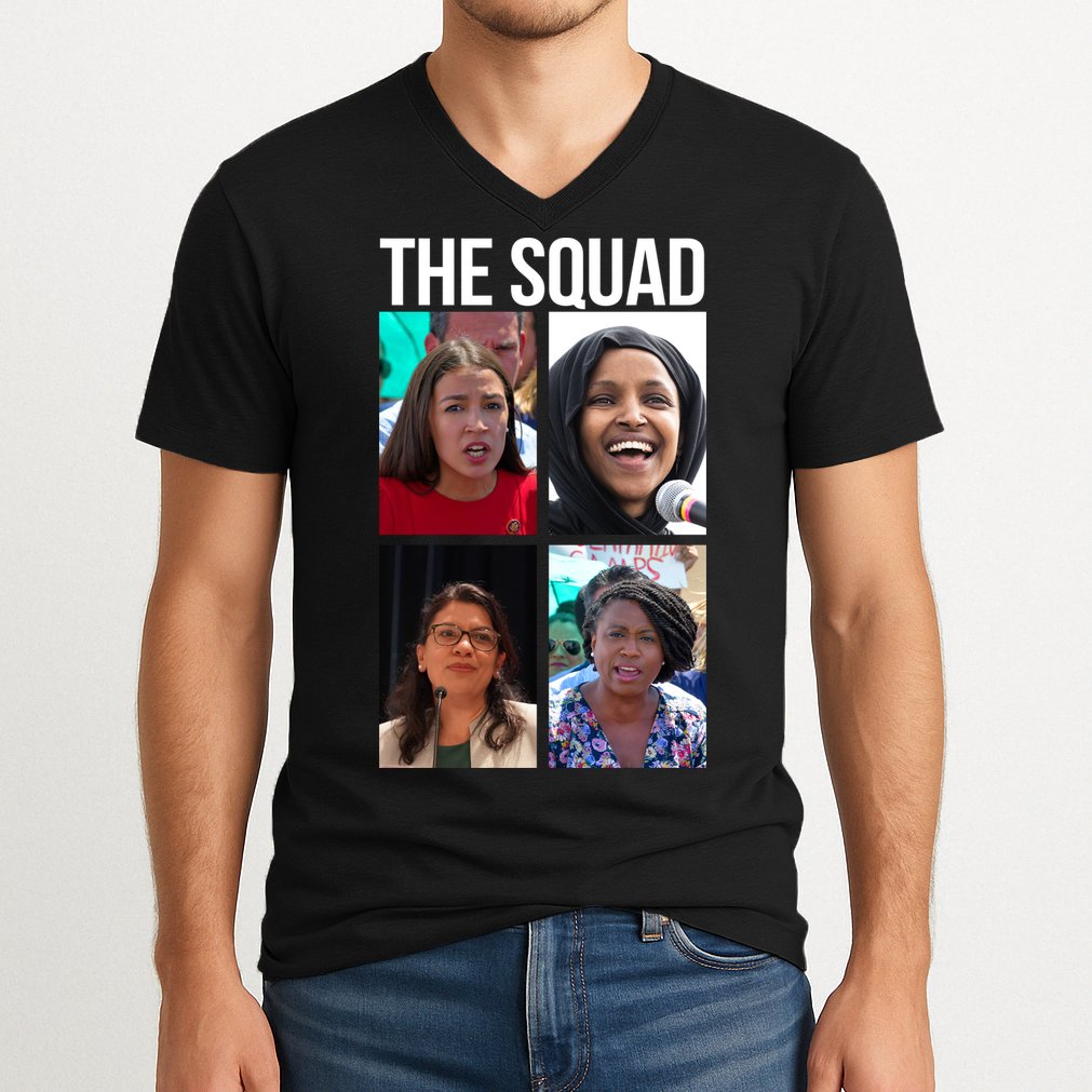 Squad AOC Rashida Tlaib Ilhan Omar Ayanna Pressley V-Neck T-Shirt