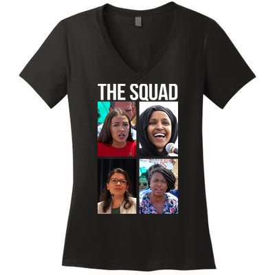 Squad AOC Rashida Tlaib Ilhan Omar Ayanna Pressley Women's V-Neck T-Shirt