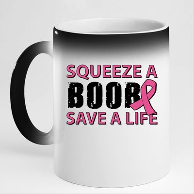 Squeeze A Boob Save A Life 11oz Black Color Changing Mug