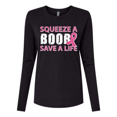 Squeeze A Boob Save A Life Womens Cotton Relaxed Long Sleeve T-Shirt