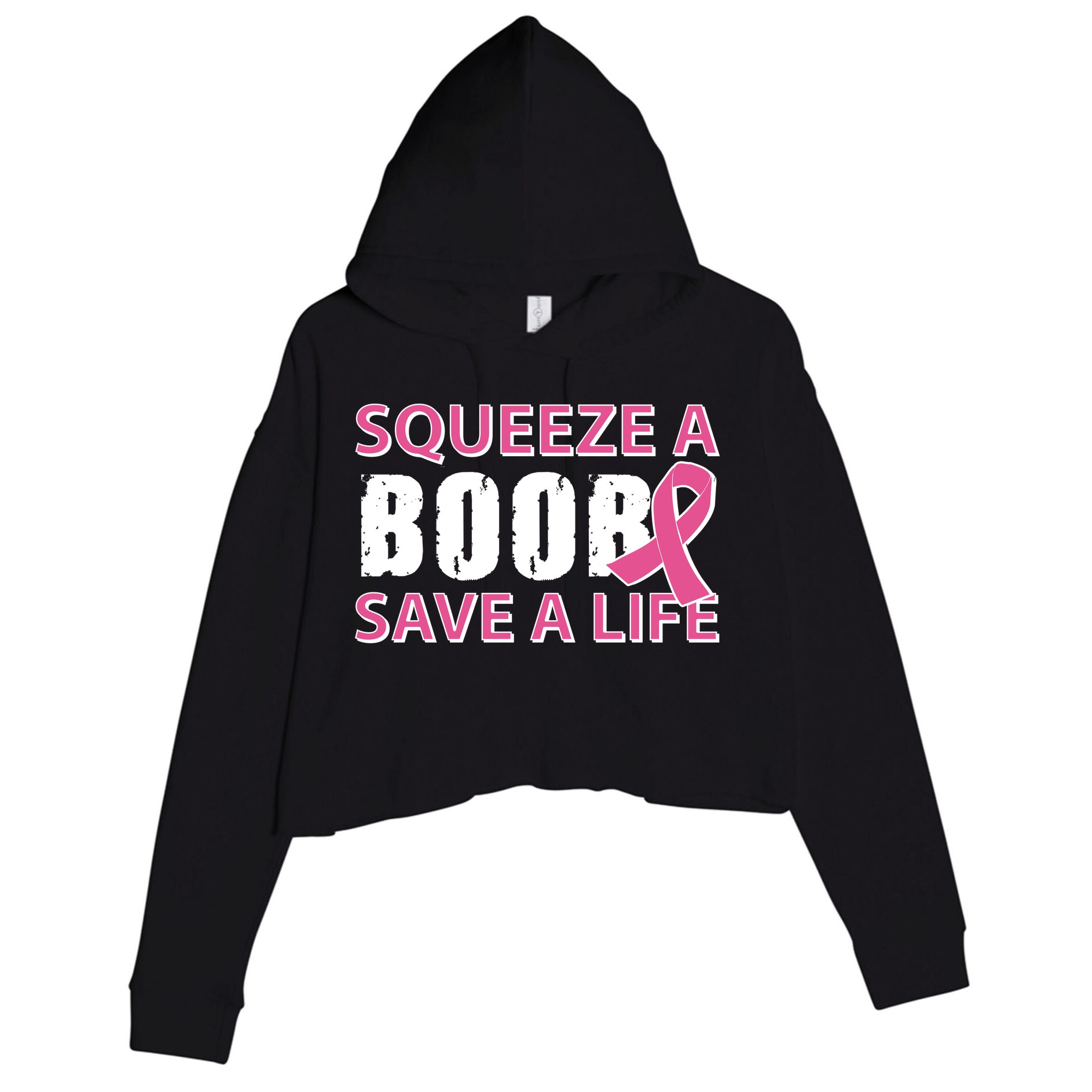 Squeeze A Boob Save A Life Crop Fleece Hoodie