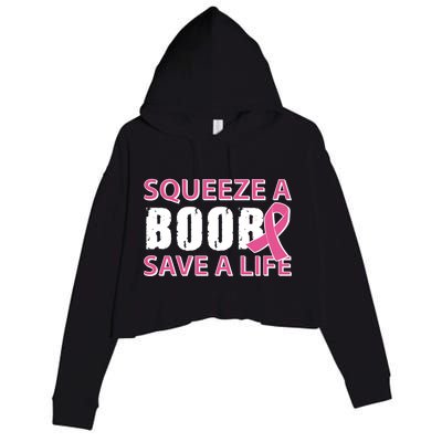 Squeeze A Boob Save A Life Crop Fleece Hoodie