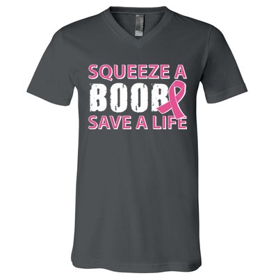 Squeeze A Boob Save A Life V-Neck T-Shirt