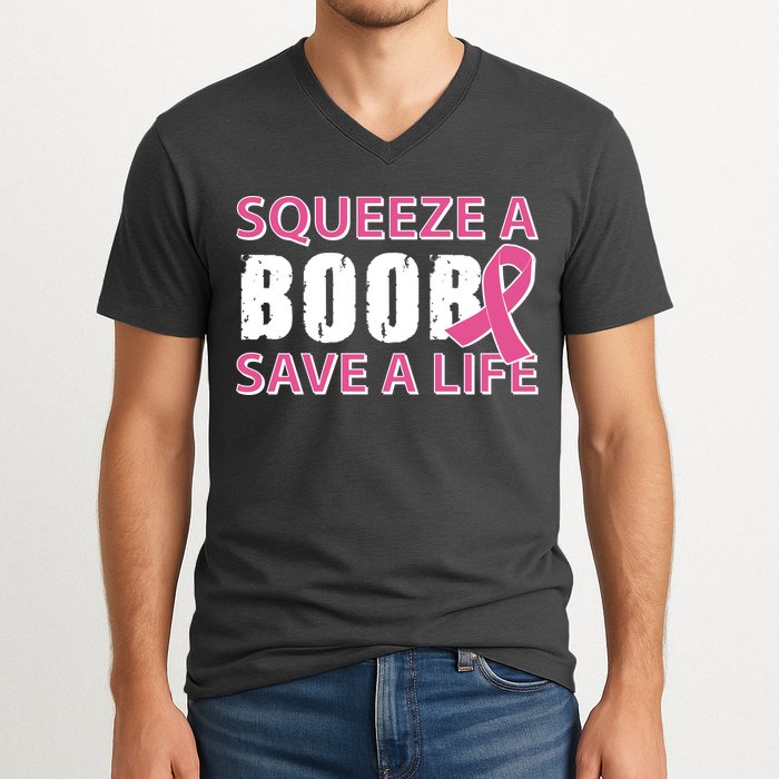 Squeeze A Boob Save A Life V-Neck T-Shirt