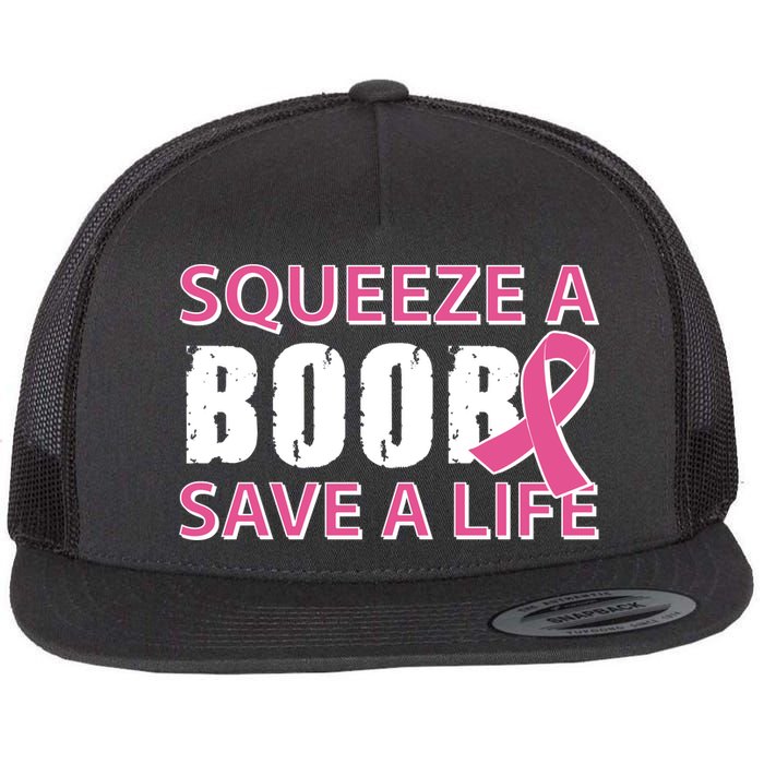 Squeeze A Boob Save A Life Flat Bill Trucker Hat