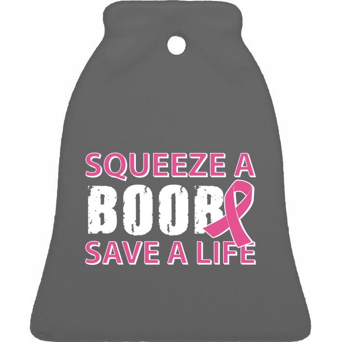 Squeeze A Boob Save A Life Ceramic Bell Ornament