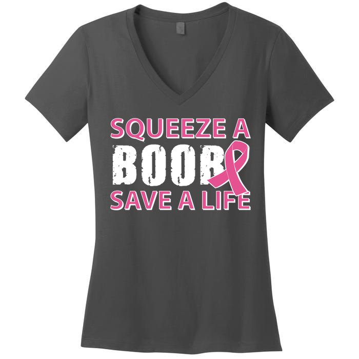 Squeeze A Boob Save A Life Women's V-Neck T-Shirt