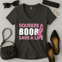 Squeeze A Boob Save A Life Women's V-Neck T-Shirt